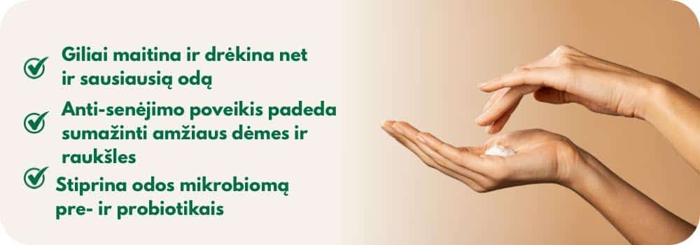 Rankų kremas 3 in 1 – drėkina, tonizuoja, su prebiotikais