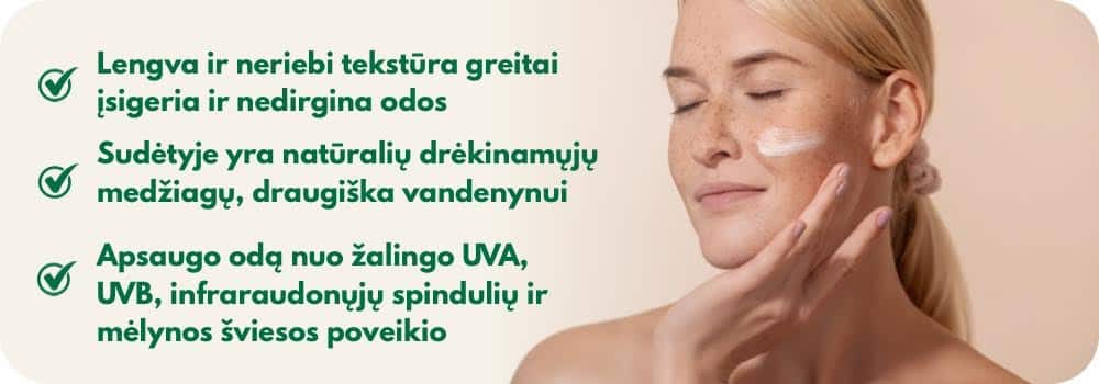 Natūralus kremas veidui nuo saulės SPF30