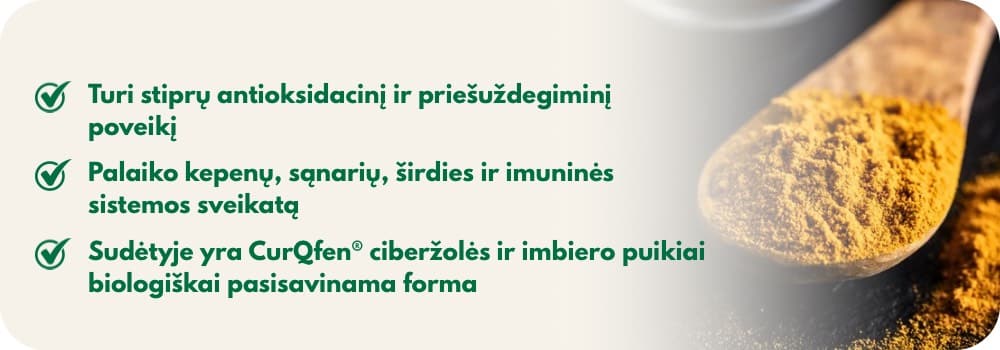 Ciberžolės kompleksas su imbieru, vitaminu C ir E