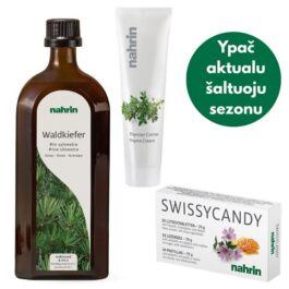 Rinkinys kvėpavimo takams, gerklei: pušų ūglių sirupas su medumi, čiobrelių kremas ir kietosios pastilės